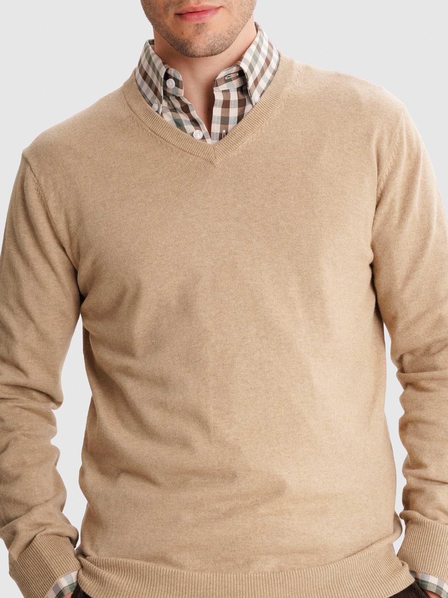 JERSEY FINO BEIGE CON CODERAS MR REGULAR FIT. AZUL