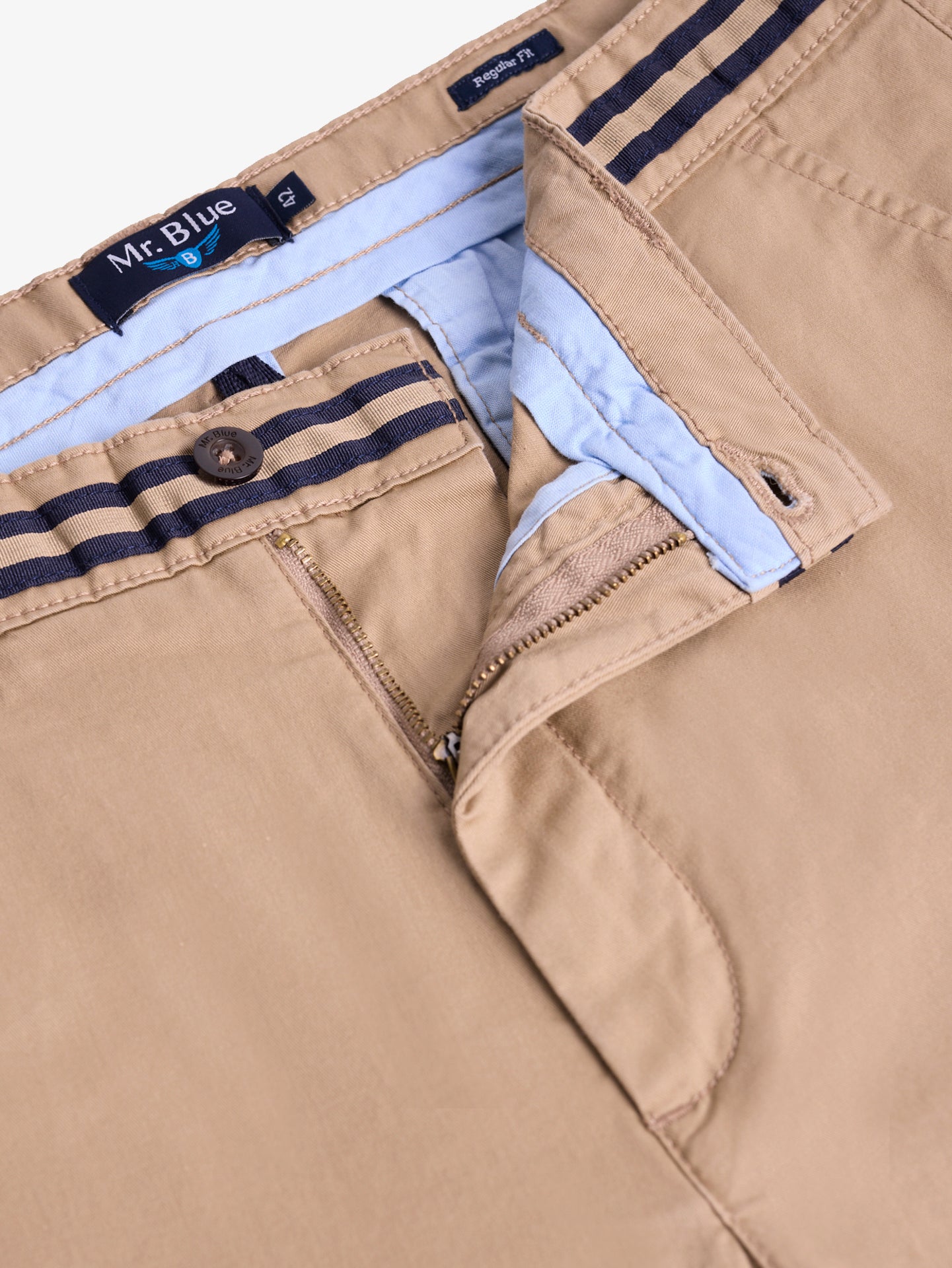 BERMUDA REGULAR FIT DE ALGODÓN CAMEL MR. AZUL