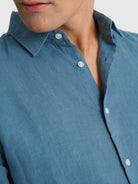 CAMISA AZUL MANGA COMPRIDA TAILORED FIT MARK BELLUCCI
