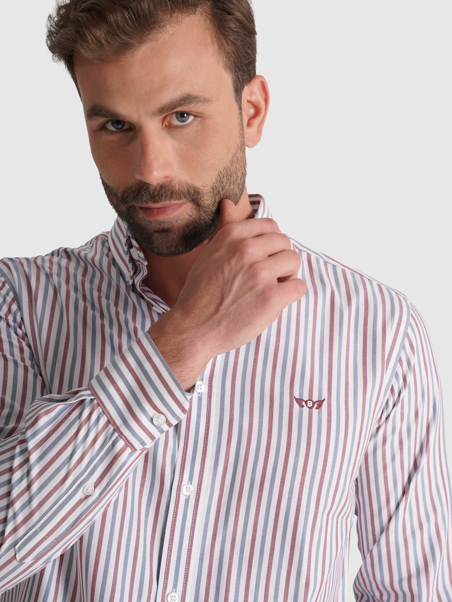 Camisa Algodão Bordeaux Manga Comprida Regular Fit Mr. Blue