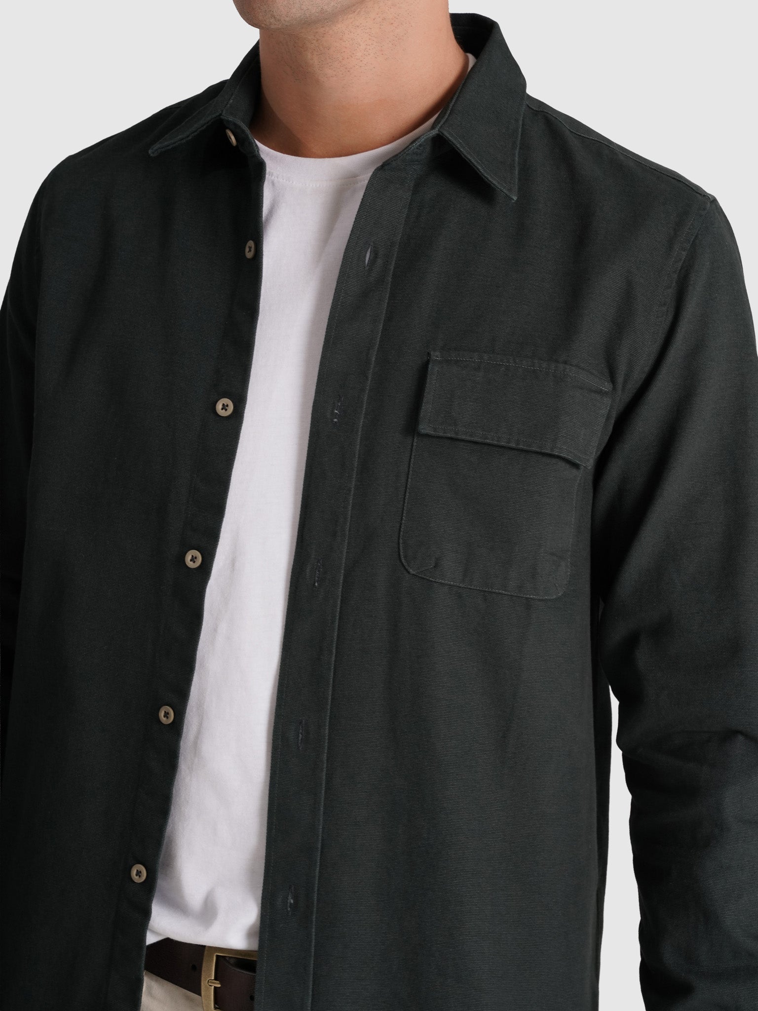 SOBRECAMISA ALGODÃO CINZENTA MANGA COMPRIDA REGULAR FIT MARK BELLUCCI