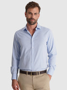 Camisa Algodão Azul Manga Comprida Slim Fit Mr. Blue