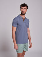 Polo Azul Manga Curta Regular Fit Mr. Blue