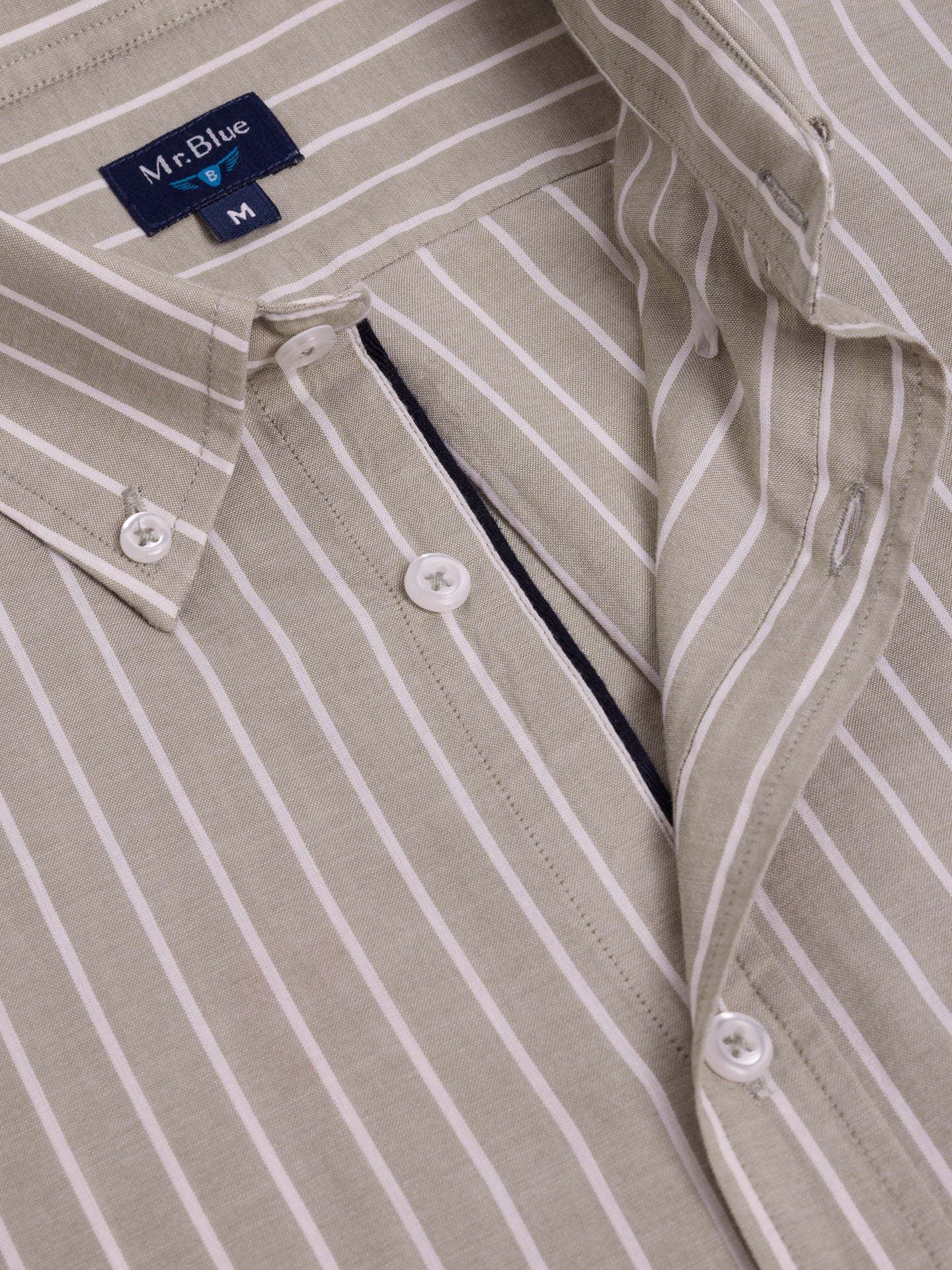 CAMISA ALGODÓN VERDE MANGA LARGA REGULAR FIT MR. AZUL