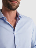 Camisa Algodão Azul Manga Comprida Slim Fit Mr. Blue