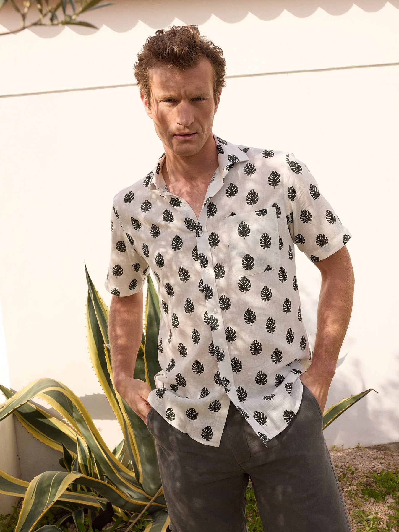 Camisa Regular Fit Lino Gris Mr. Blue