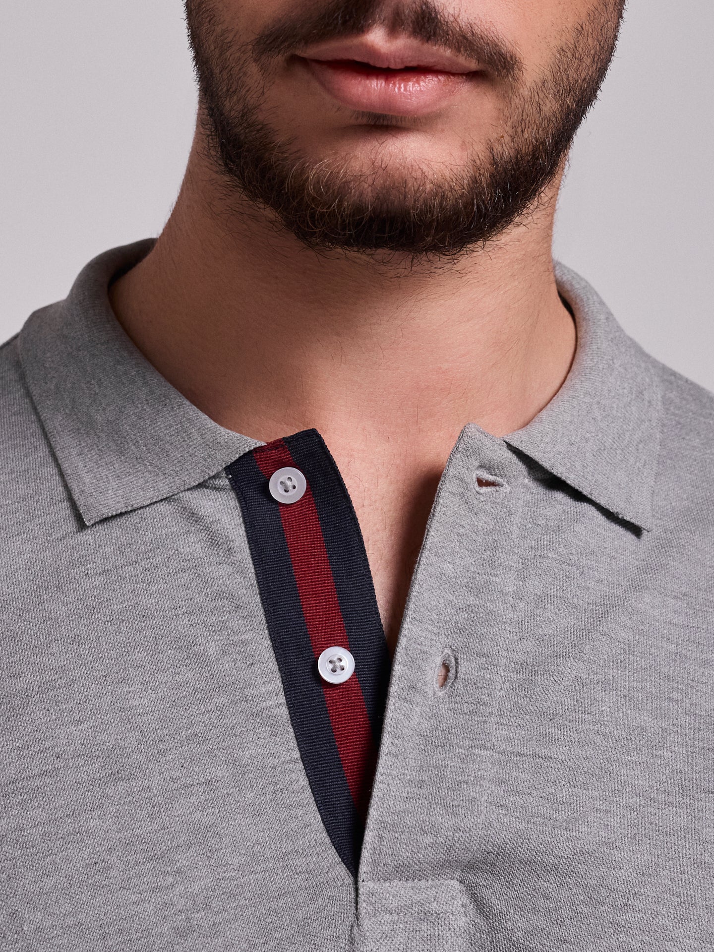 POLO GRIS MANGA CORTA REGULAR FIT MR. AZUL
