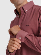 CAMISA ALGODÓN ROJA MANGA LARGA REGULAR FIT MR. AZUL
