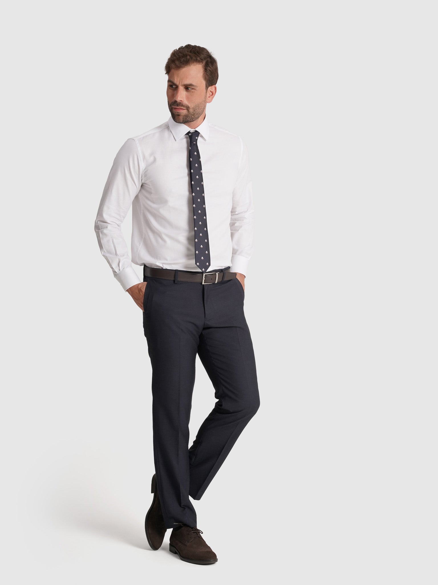 CAMISA ALGODÃO BRANCA MANGA COMPRIDA CLASSIC FIT MR. BLUE