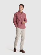 CAMISA ALGODÓN ROJA MANGA LARGA REGULAR FIT MR. AZUL