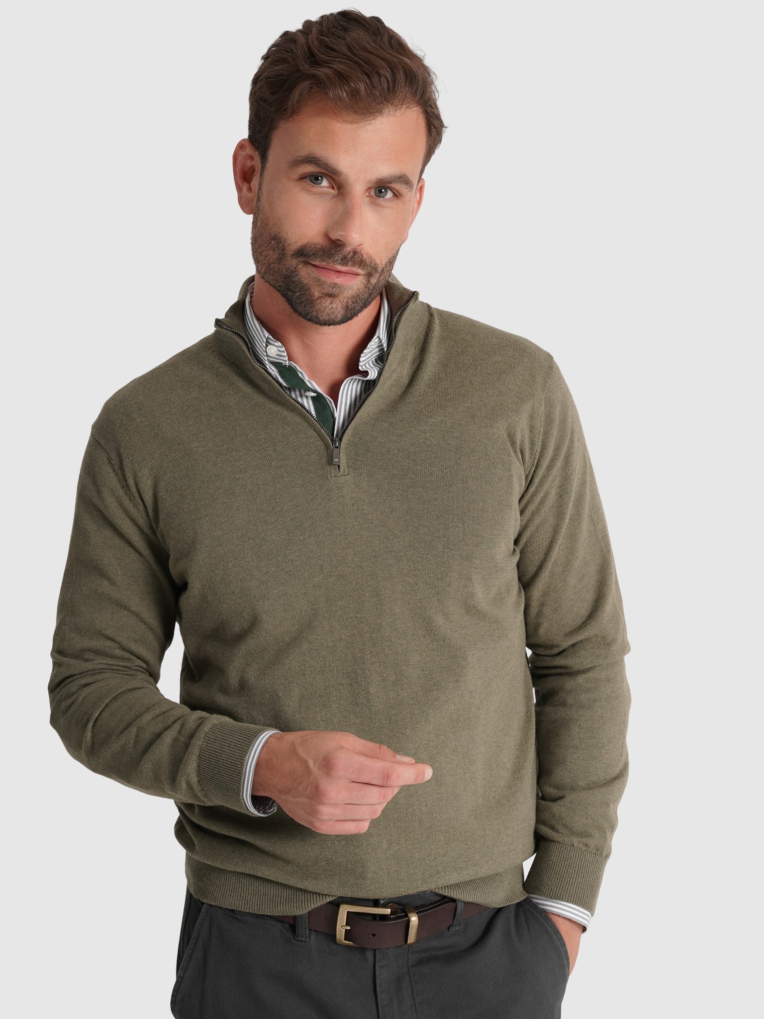 PULLOVER CAXEMIRA VERDE MANGA COMPRIDA REGULAR FIT MR. BLUE