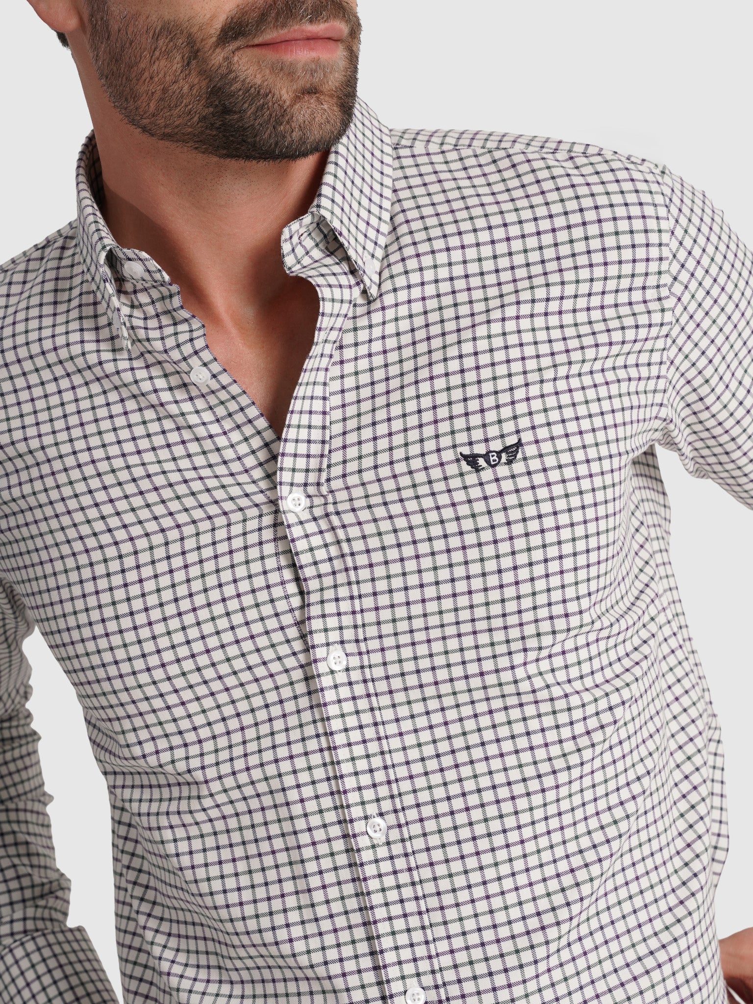 CAMISA ALGODÓN VERDE MANGA LARGA REGULAR FIT MR. AZUL