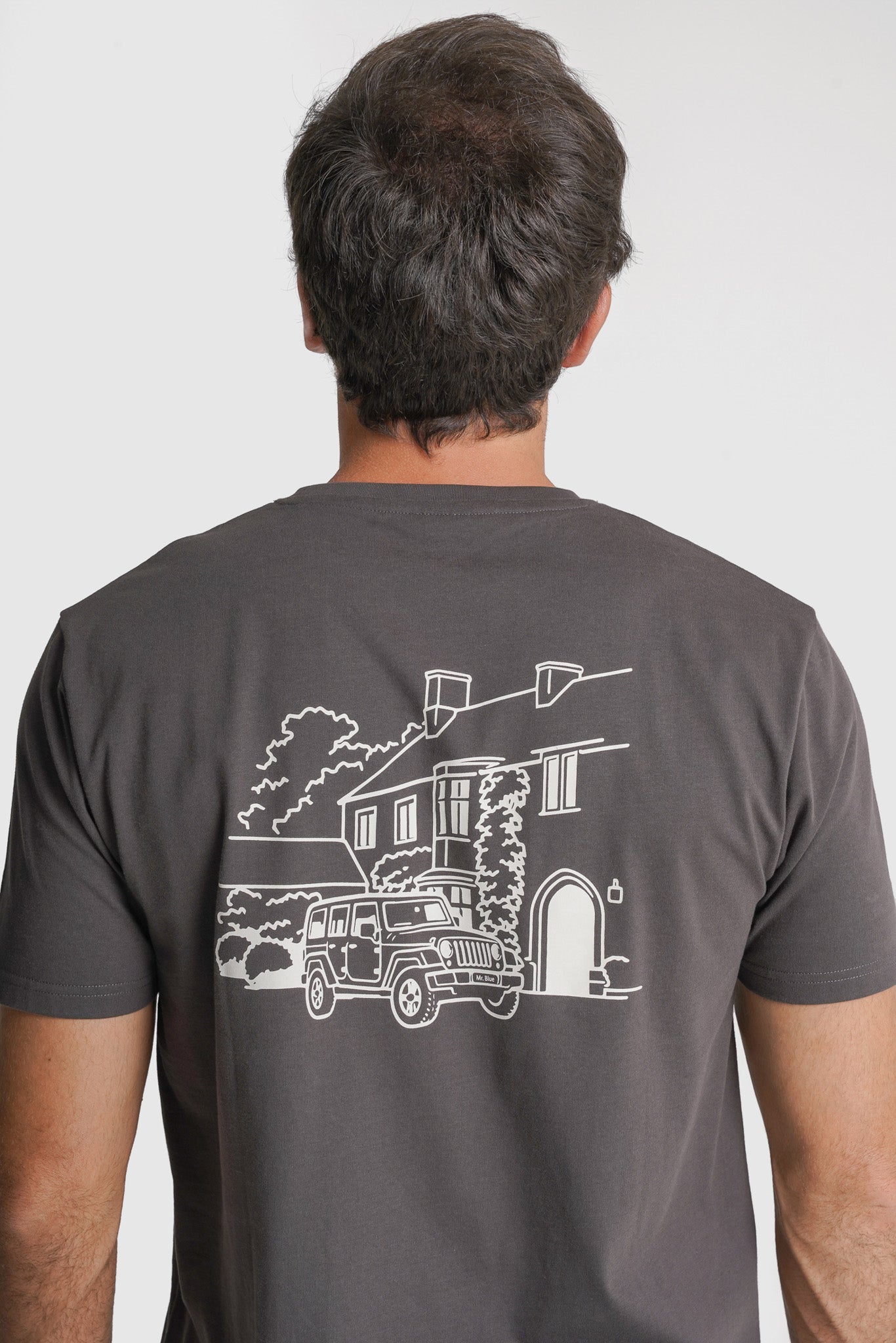 T-SHIRT ALGODÃO CINZENTA PADRÃO MR. BLUE
