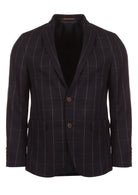 Blazer de lã com quadrados grandes azul - Mr Blue