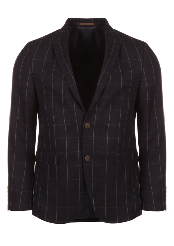 Blazer de lã com quadrados grandes azul - Mr Blue