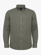 Camisa de corte estándar de lino verde de Mr. Blue