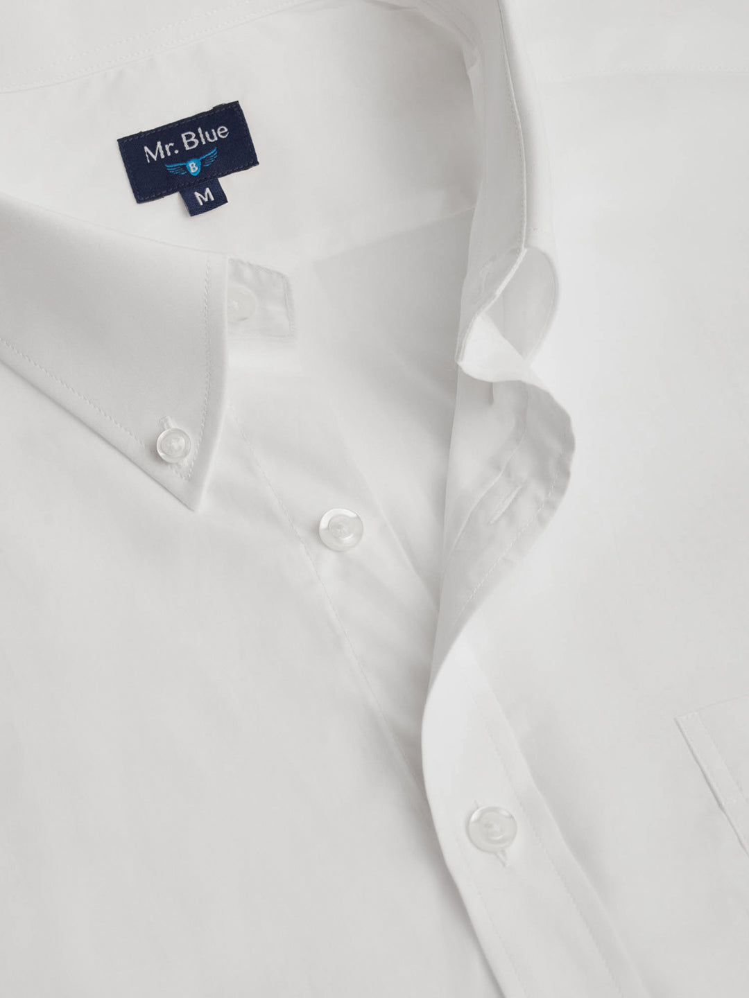 Camisa Regular Fit De Popelina Blanca Mr. Blue