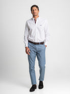 Camisa Regular Fit De Popelina Blanca Mr. Blue