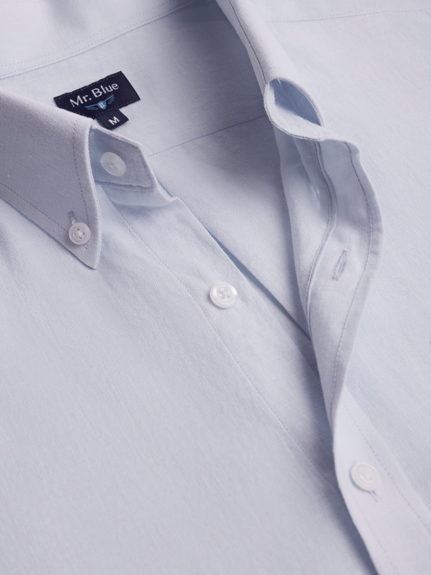 Camisa Regular Fit Lino Azul Mr. Blue