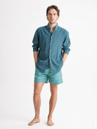 Camisa Regular Fit Lino Azul Mr. Blue
