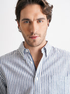 Camisa Regular Fit Lino Azul Mr. Blue