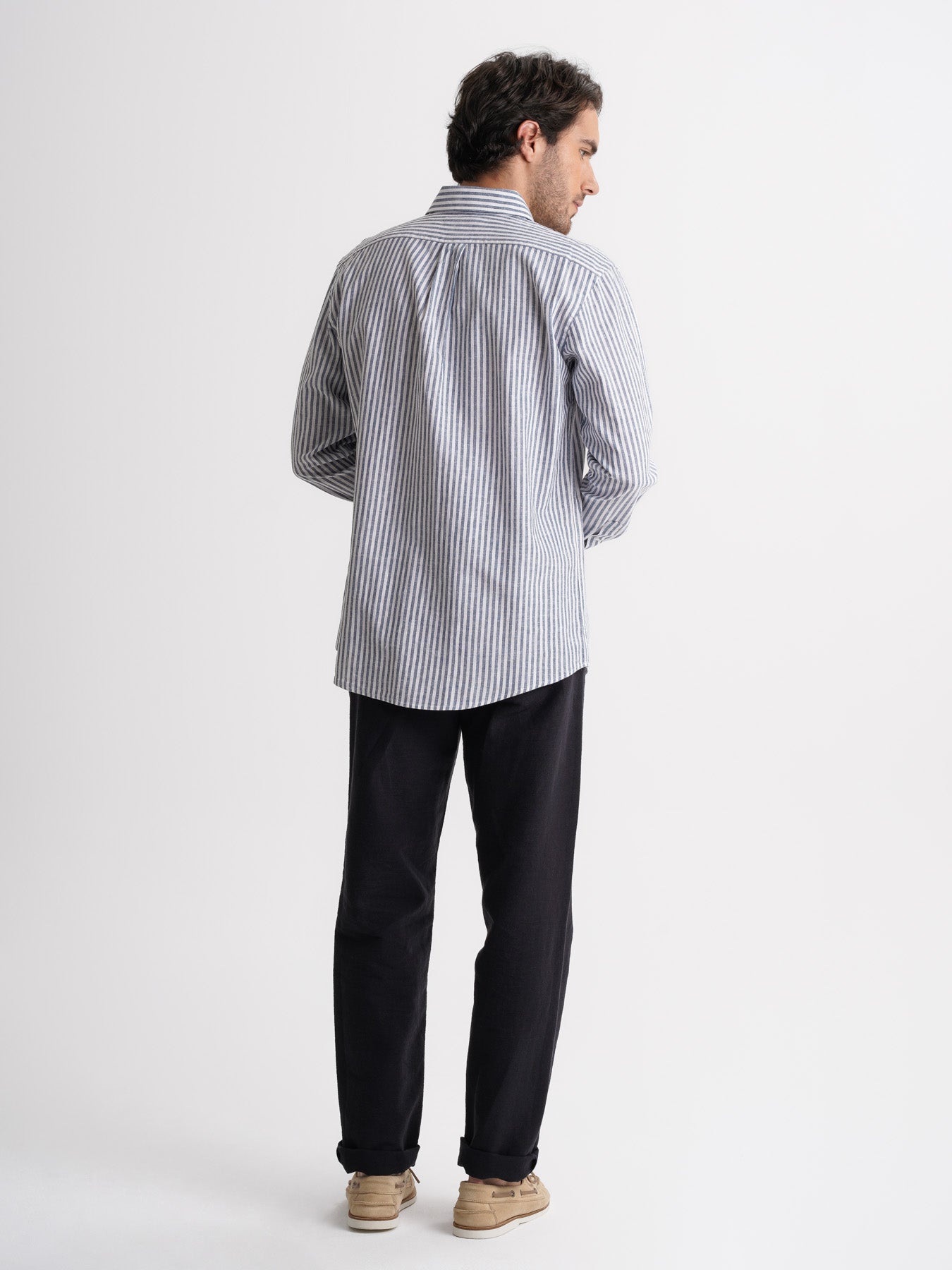 Camisa Regular Fit Lino Azul Mr. Blue