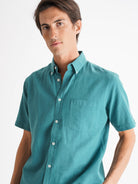 Camisa Regular Fit Lino Azul Mr. Blue